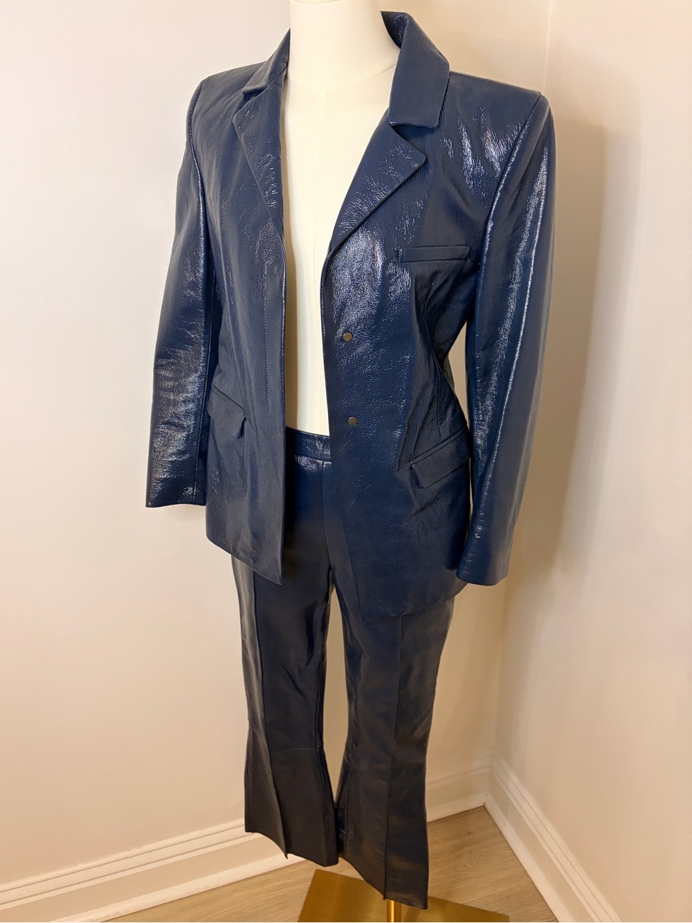 DROMe Deep Blue Leather Suit In Avion (Dark Blue) Size XS